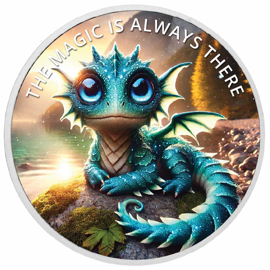 The Magic is Always There: Aqua the Mystic Dragon 1oz Silver Coloured Coin - Arverni Mint