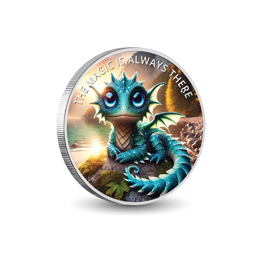 The Magic is Always There: Aqua the Mystic Dragon 1oz Silver Coloured Coin - Arverni Mint