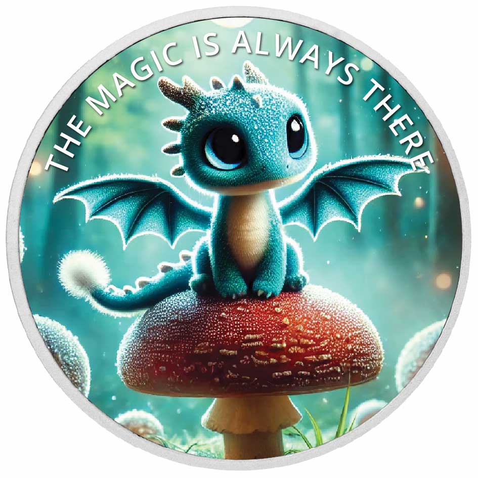 The Magic is Always There: Misty the Mushroom Guardian 1oz Silver Coloured Coin - Arverni Mint