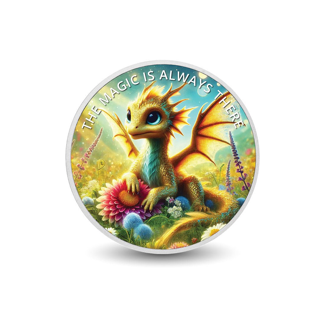The Magic is Always There: Sunny the Blossom Dragon 1oz Silver Coloured Coin - Arverni Mint
