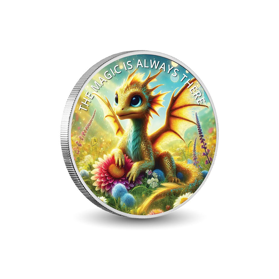 The Magic is Always There: Sunny the Blossom Dragon 1oz Silver Coloured Coin - Arverni Mint