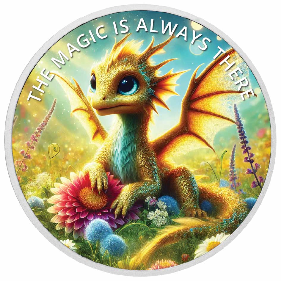 The Magic is Always There: Sunny the Blossom Dragon 1oz Silver Coloured Coin - Arverni Mint