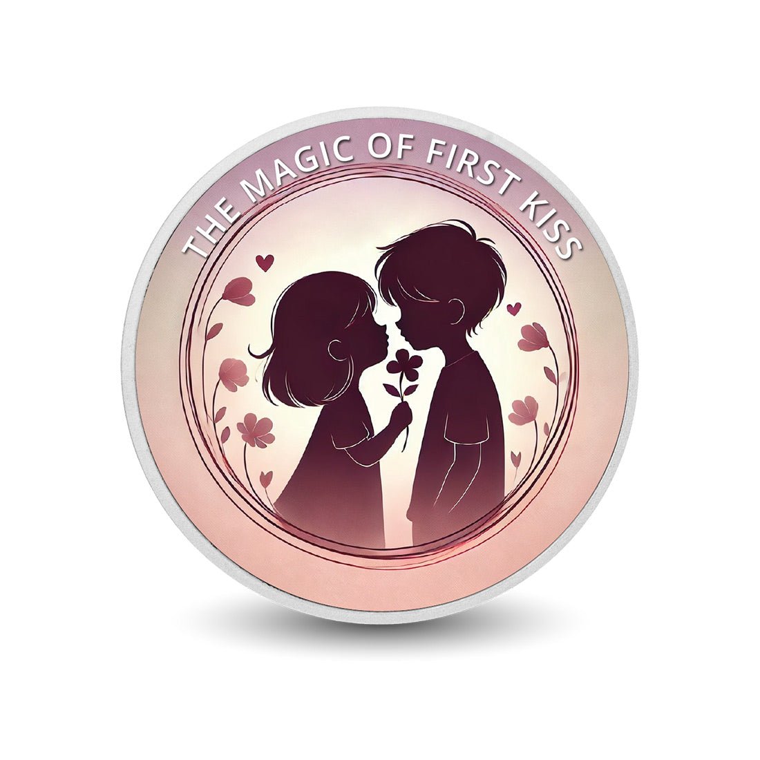 The Magic of First Kiss: Blossoming Affection 1oz Silver Coloured Coin - Arverni Mint