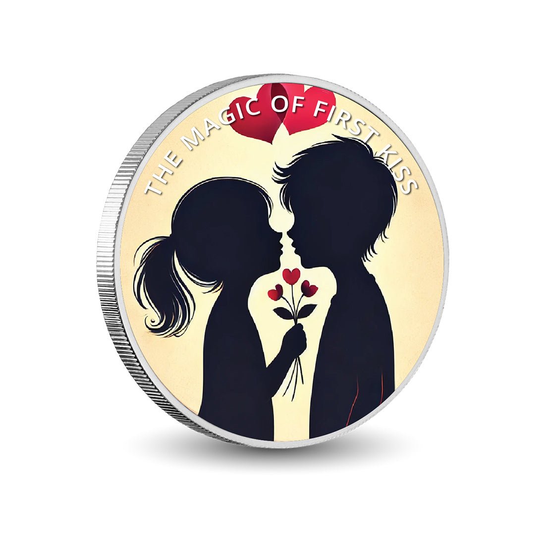 The Magic of First Kiss: Hearts in Bloom 1oz Silver Coloured Coin - Arverni Mint