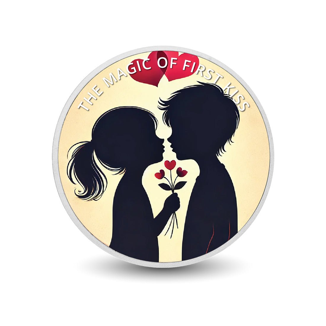 The Magic of First Kiss: Hearts in Bloom 1oz Silver Coloured Coin - Arverni Mint