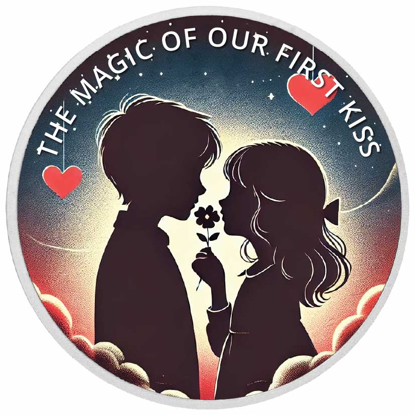 The Magic of First Kiss: Starlit Romance 1oz Silver Coloured Coin - Arverni Mint
