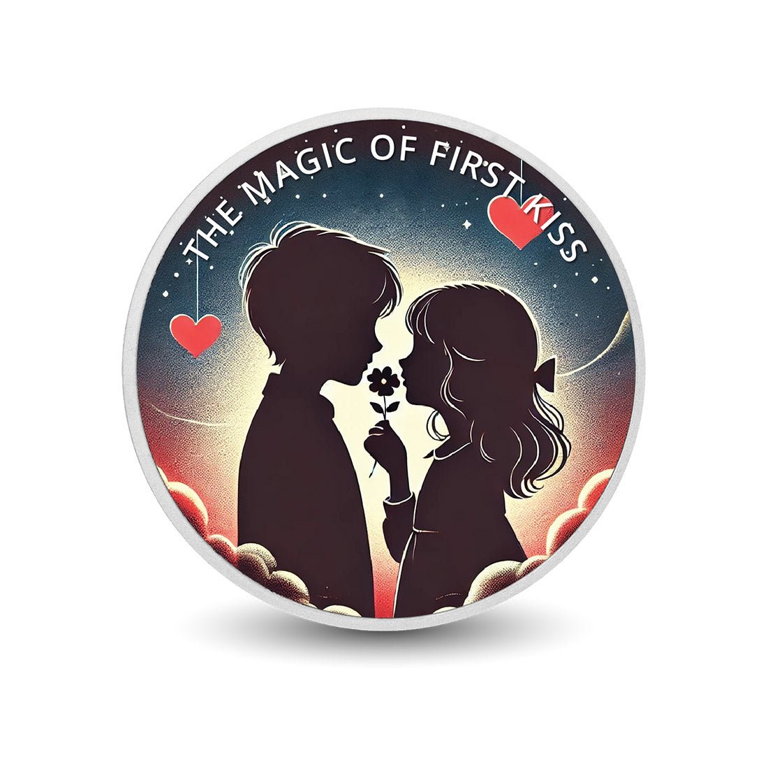 The Magic of First Kiss: Starlit Romance 1oz Silver Coloured Coin - Arverni Mint