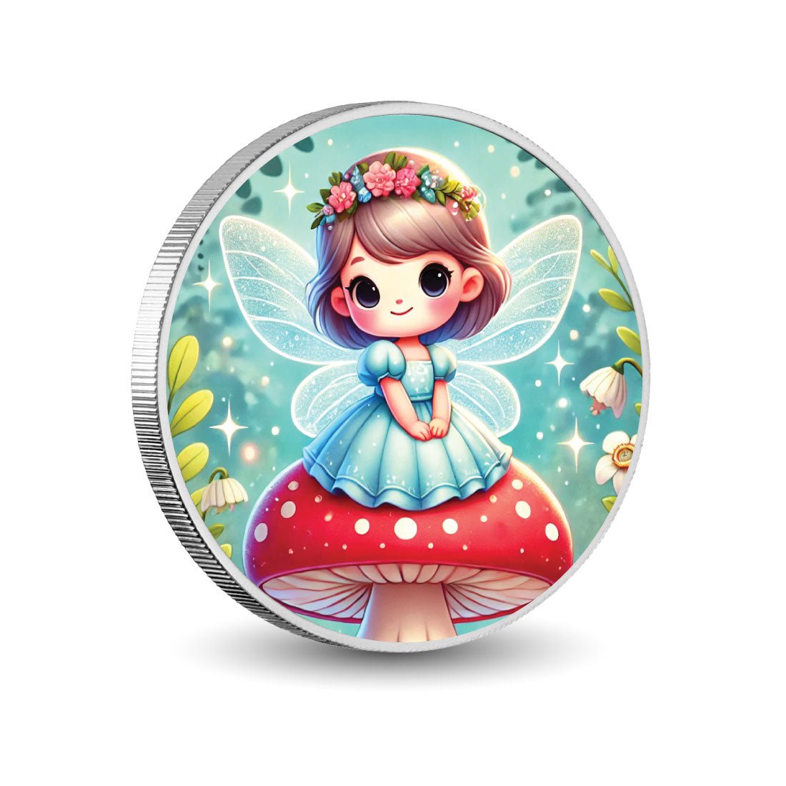 Whimsical Fairy on Mushroom: Embrace the Magic 1oz Silver Coloured Coin - Arverni Mint