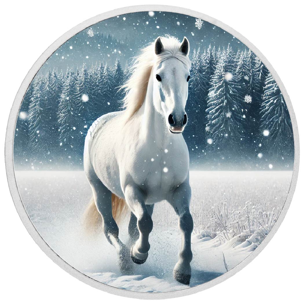 Winter's Whisper: The Snowbound Stallion 1oz Silver - Arverni Mint