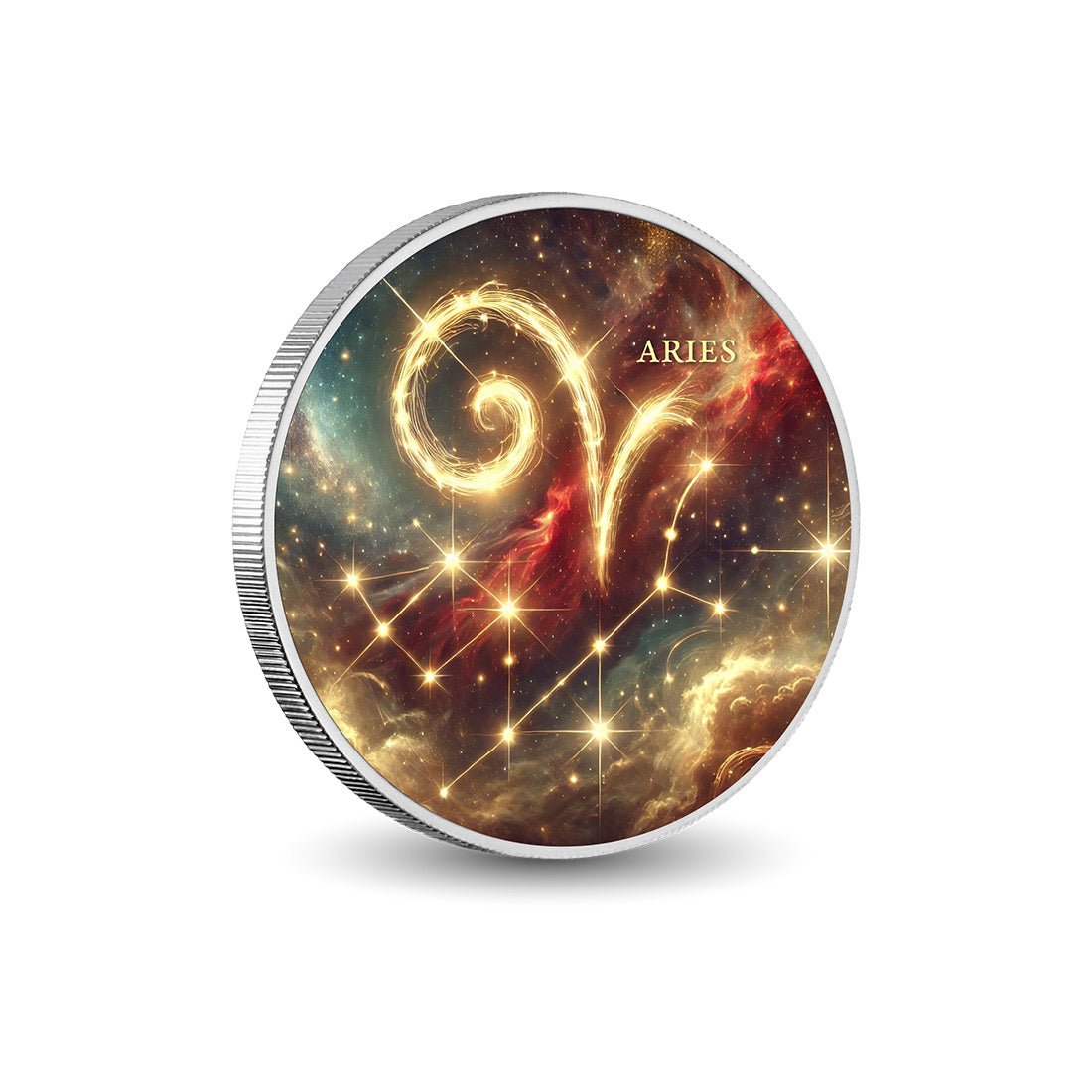 Zodiac Signs - Aries 1oz Silver Coloured Coin - Arverni Mint