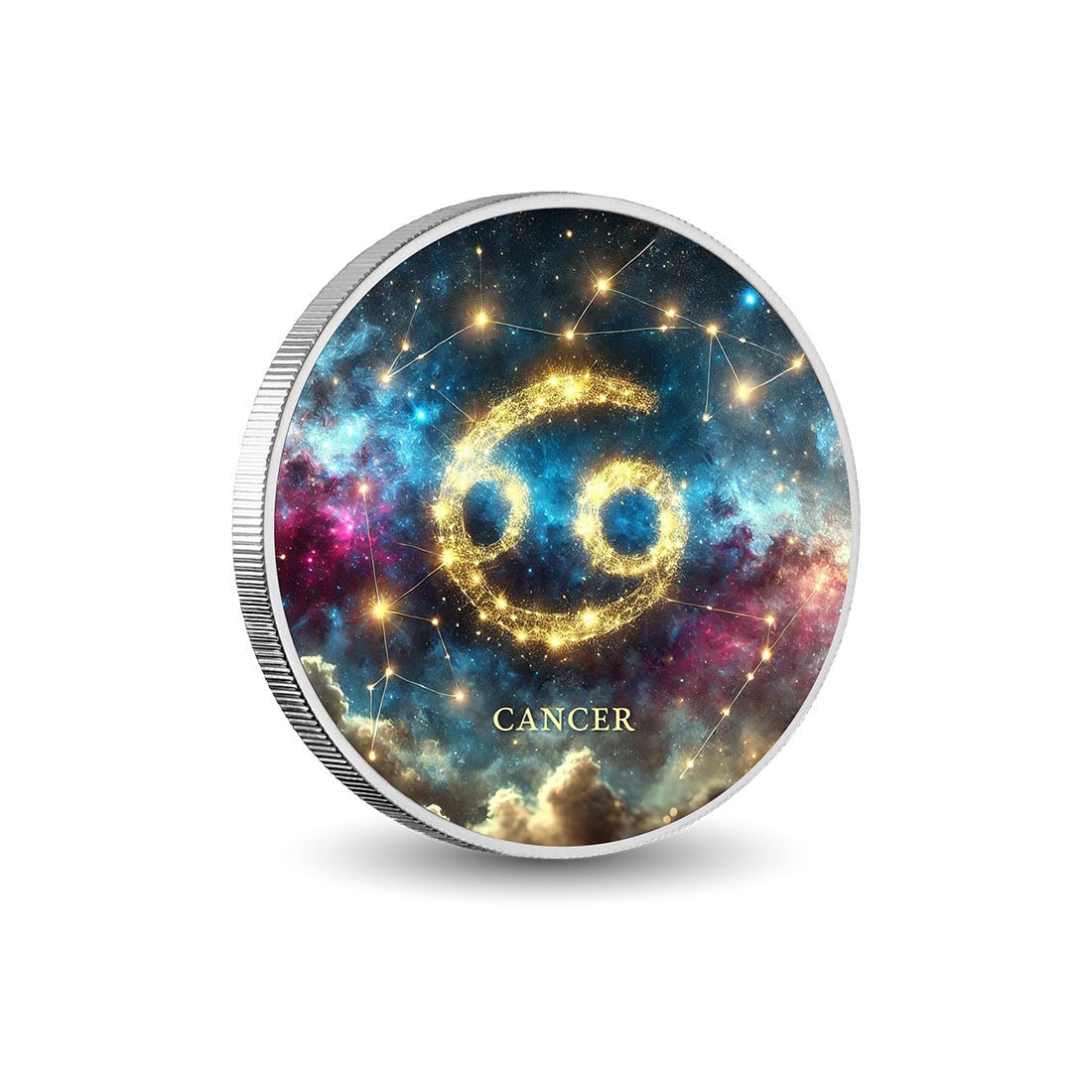Zodiac Signs - Cancer 1oz Silver Coloured Coin - Arverni Mint