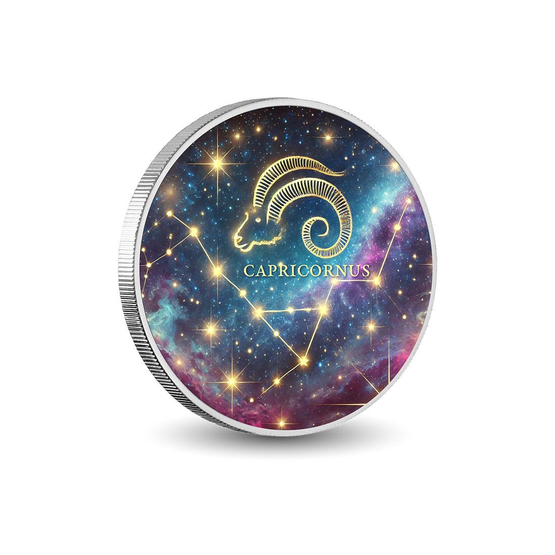 Zodiac Signs - Capricorn 1oz Silver Coloured Coin - Arverni Mint