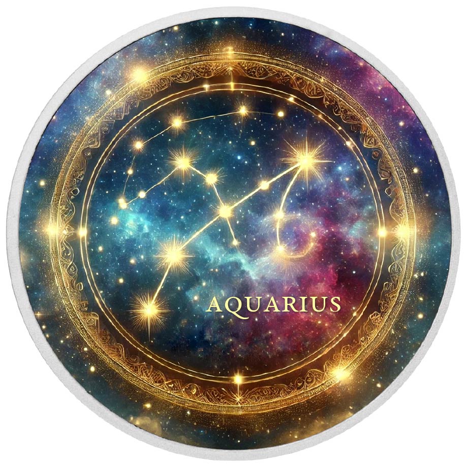 Zodiac Signs Circle - Aquarius 1oz Silver Coloured Coin - Arverni Mint