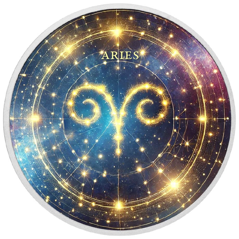 Zodiac Signs Circle - Aries 1oz Silver Coloured Coin - Arverni Mint