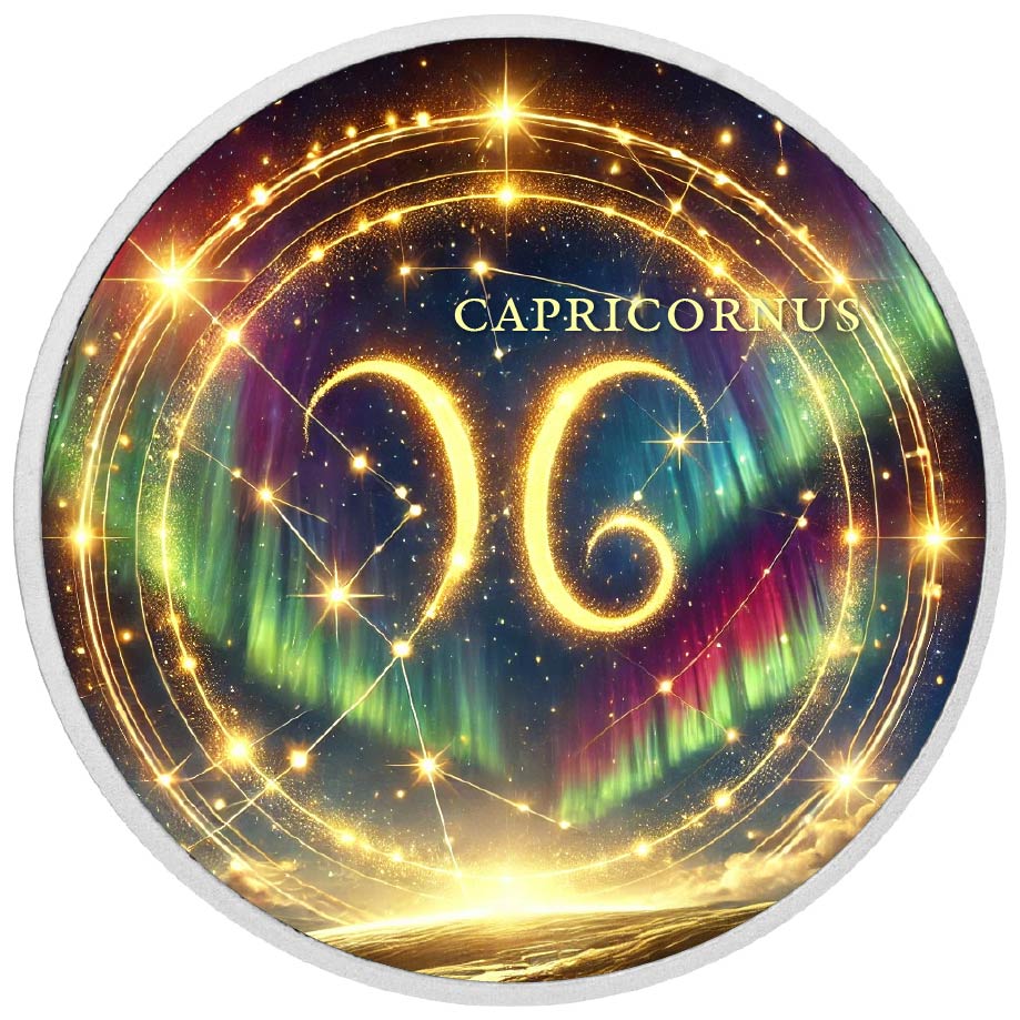 Zodiac Signs Circle - Capricorn 1oz Silver Coloured Coin - Arverni Mint