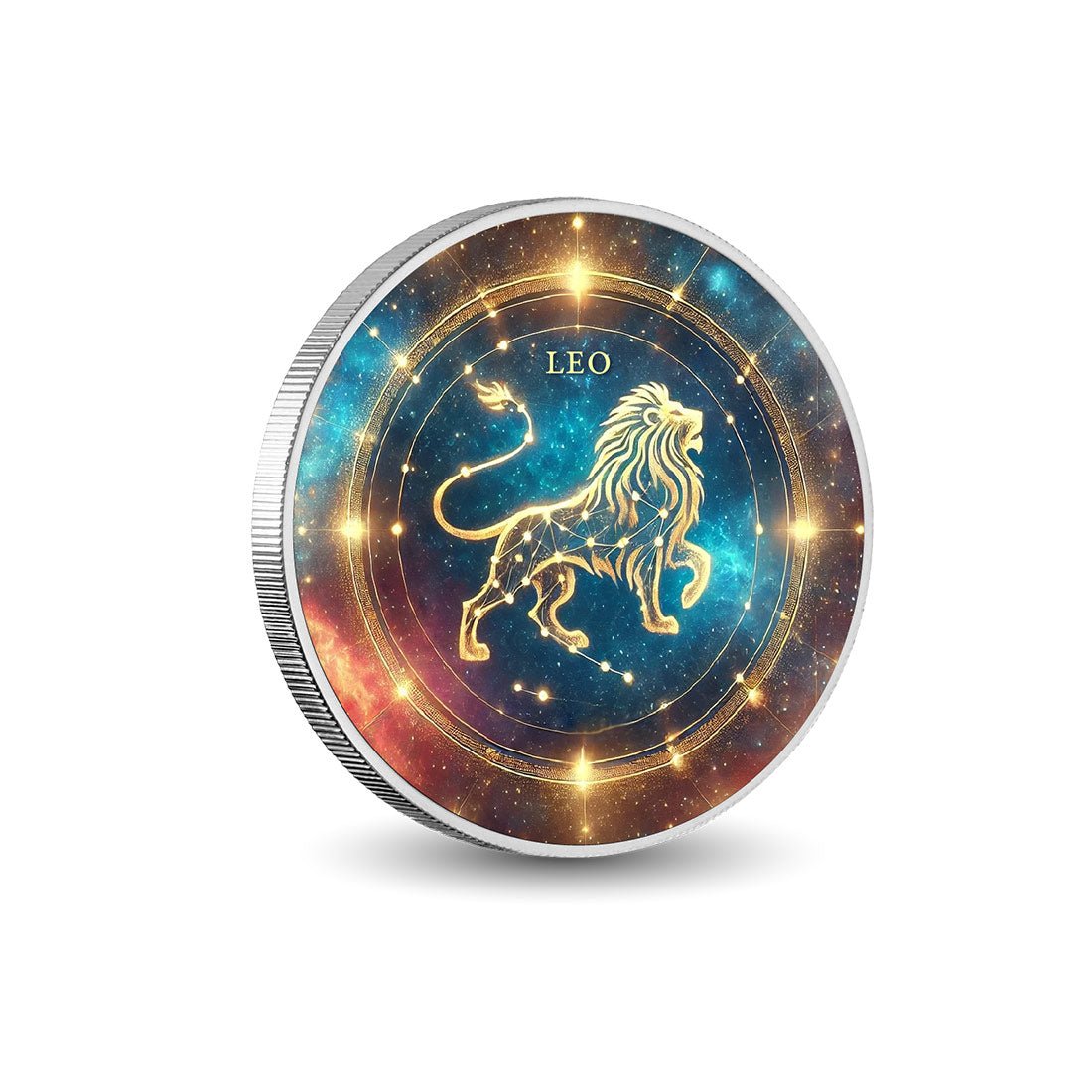 Zodiac Signs Circle - Leo 1oz Silver Coloured Coin - Arverni Mint