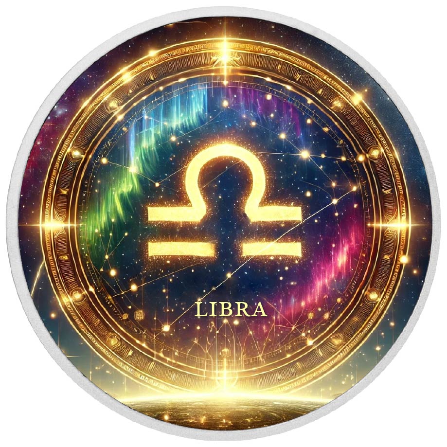 Zodiac Signs Circle - Libra 1oz Silver Coloured Coin - Arverni Mint