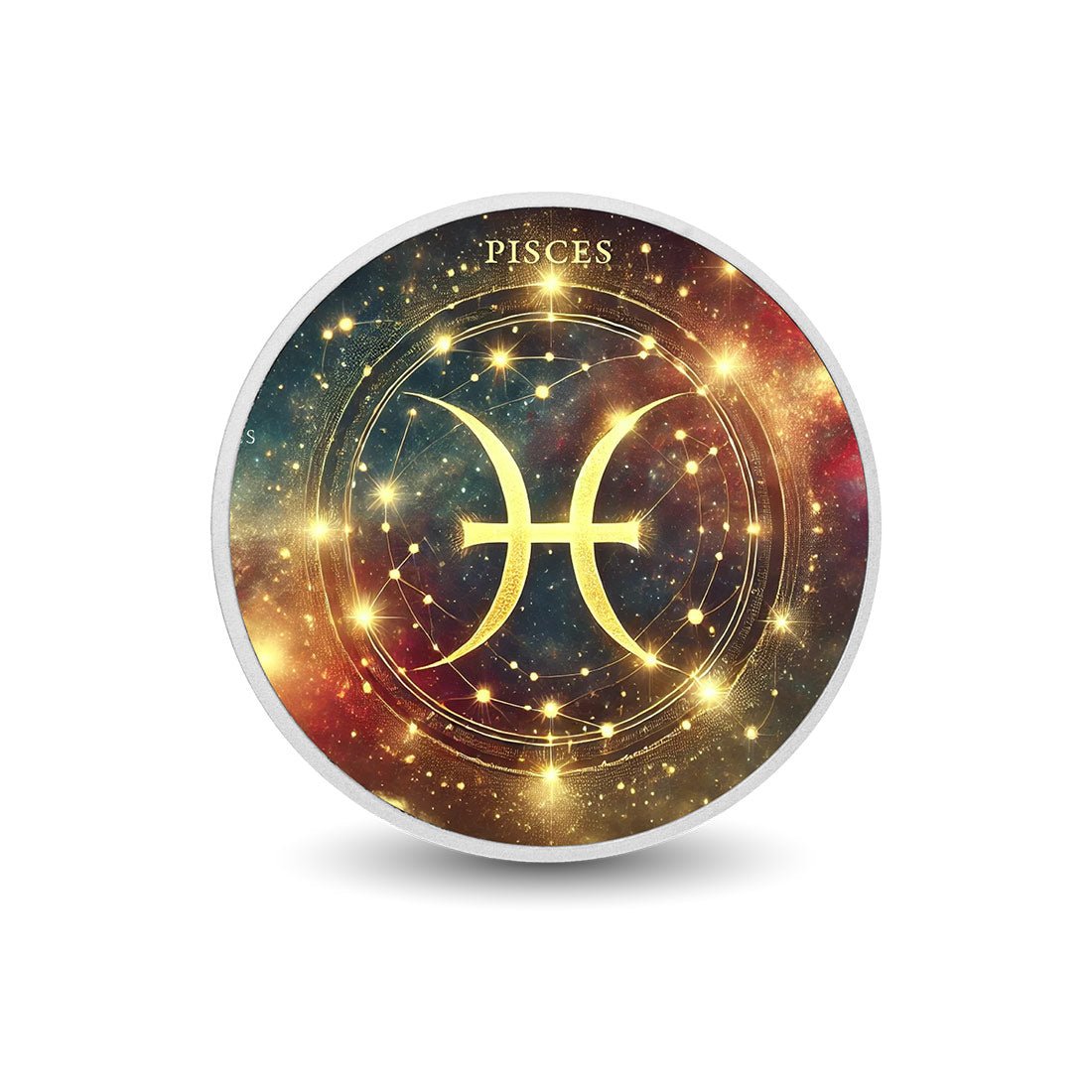 Zodiac Signs Circle - Pisces 1oz Silver Coloured Coin - Arverni Mint