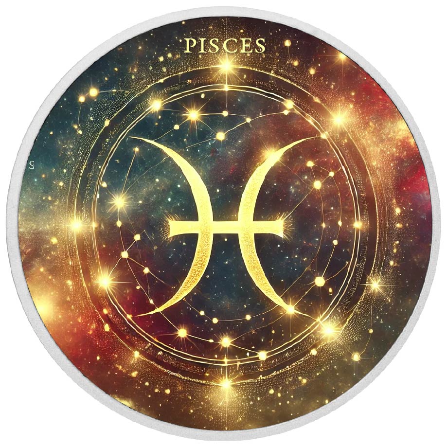 Zodiac Signs Circle - Pisces 1oz Silver Coloured Coin - Arverni Mint