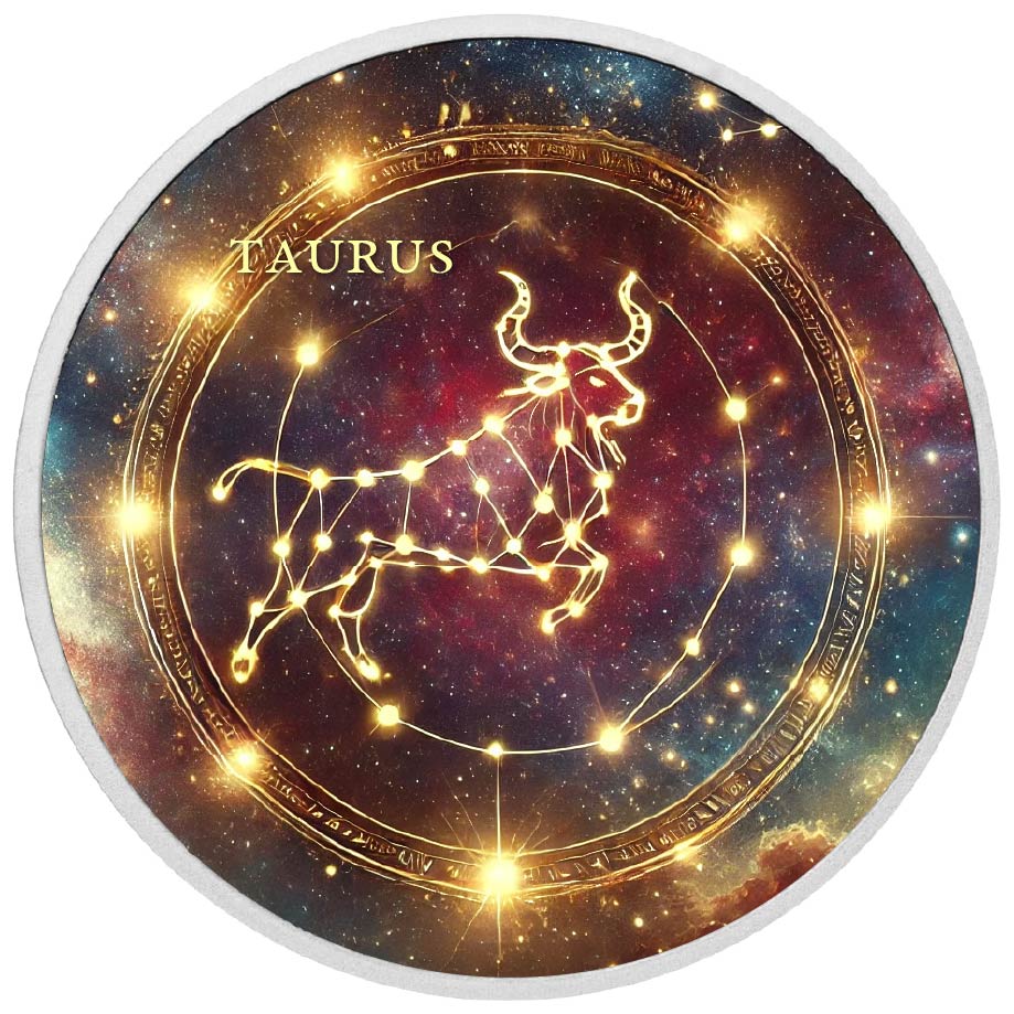 Zodiac Signs Circle - Taurus 1oz Silver Coloured Coin - Arverni Mint