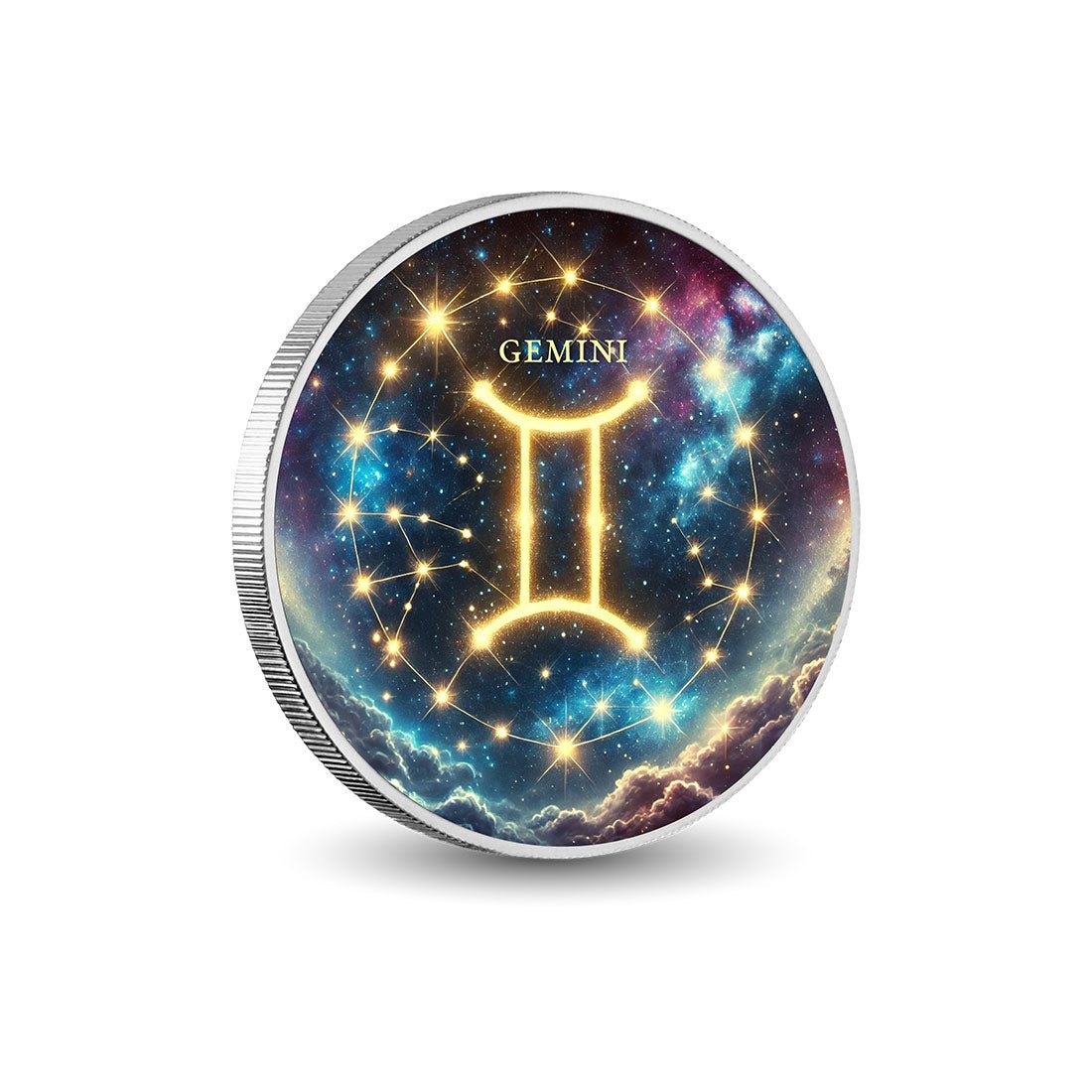 Zodiac Signs - Gemini 1oz Silver Coloured Coin - Arverni Mint