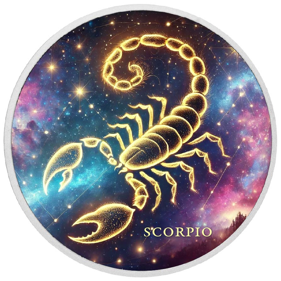 Zodiac Signs - Scorpio 1oz Silver Coloured Coin - Arverni Mint