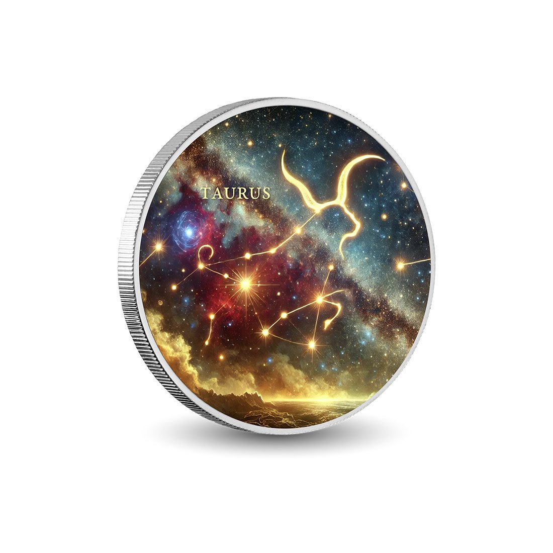 Zodiac Signs - Taurus 1oz Silver Coloured Coin - Arverni Mint