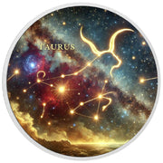Zodiac Signs - Taurus 1oz Silver Coloured Coin - Arverni Mint