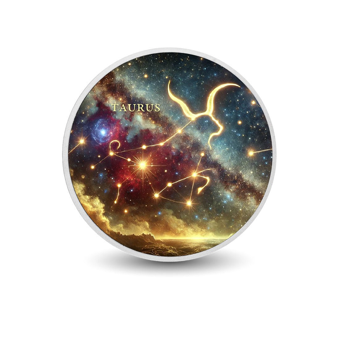Zodiac Signs - Taurus 1oz Silver Coloured Coin - Arverni Mint